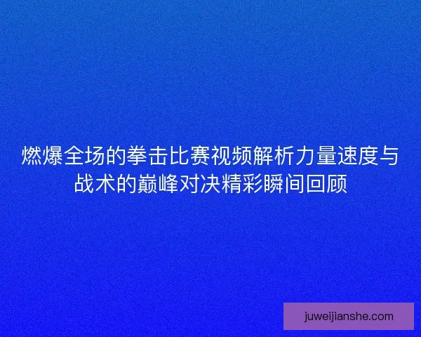 燃爆全场的拳击比赛视频解析力量速度与战术的巅峰对决精彩瞬间回顾
